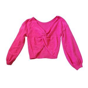 Society‎ 212 Size S Wrapped Tie Cropped Pink Sweater Super Soft Twist front
